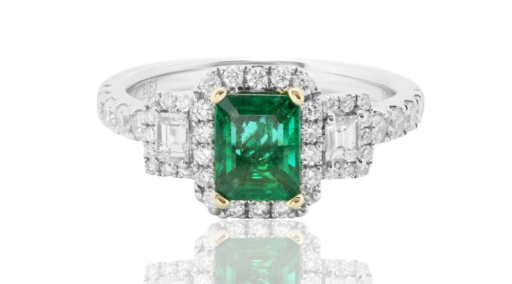 green stone diamond ring