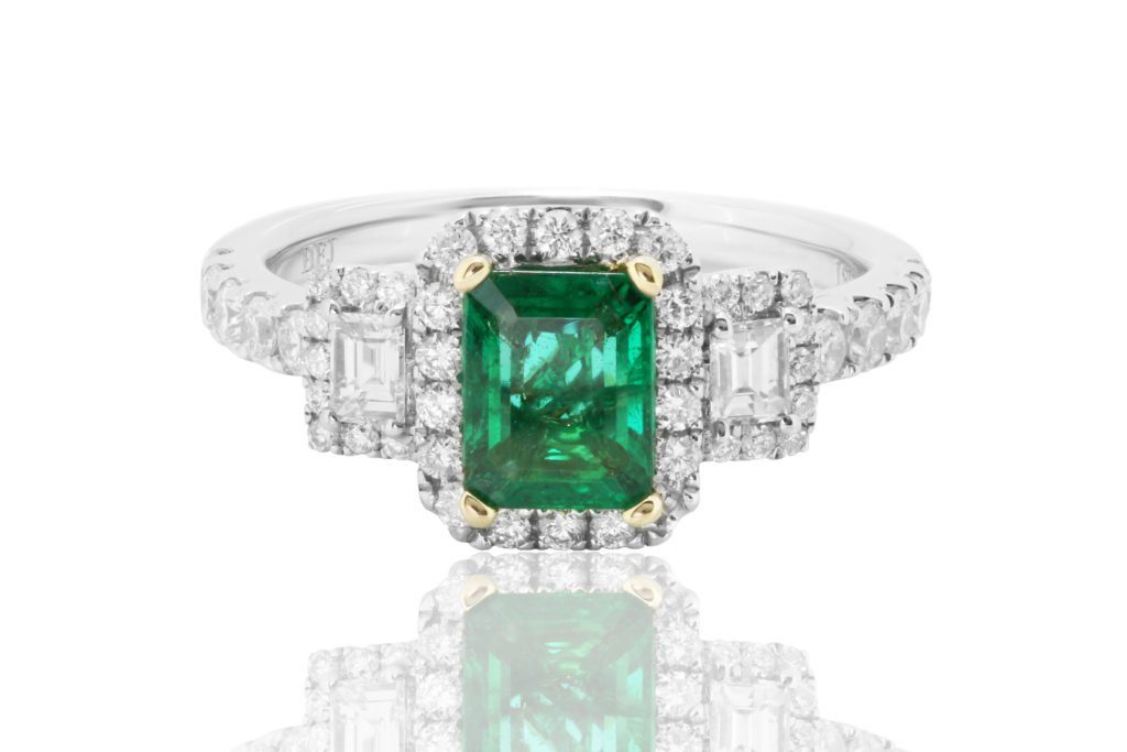green stone diamond ring